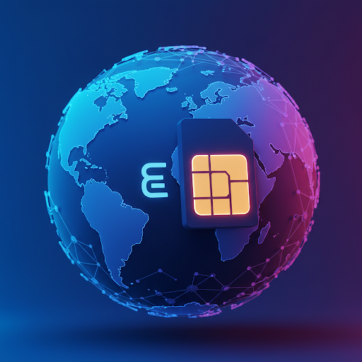 Image of a phone and text: globally manage eSIM